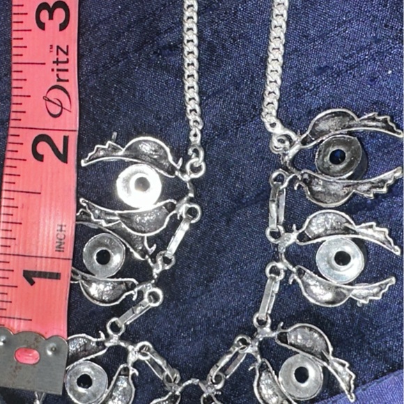 Sparkly London Blue Quartz multi gem set in 7 live bird sets statement necklace - Picture 8 of 12